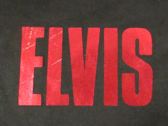 Vtg. 1989 ELVIS Graphic T-Shirt w/ Metallic Gold … - image 4