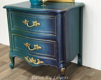 Teal Nightstand Etsy