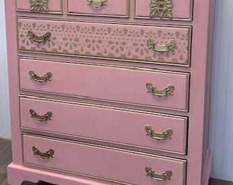 Pink 5 drawer dresser