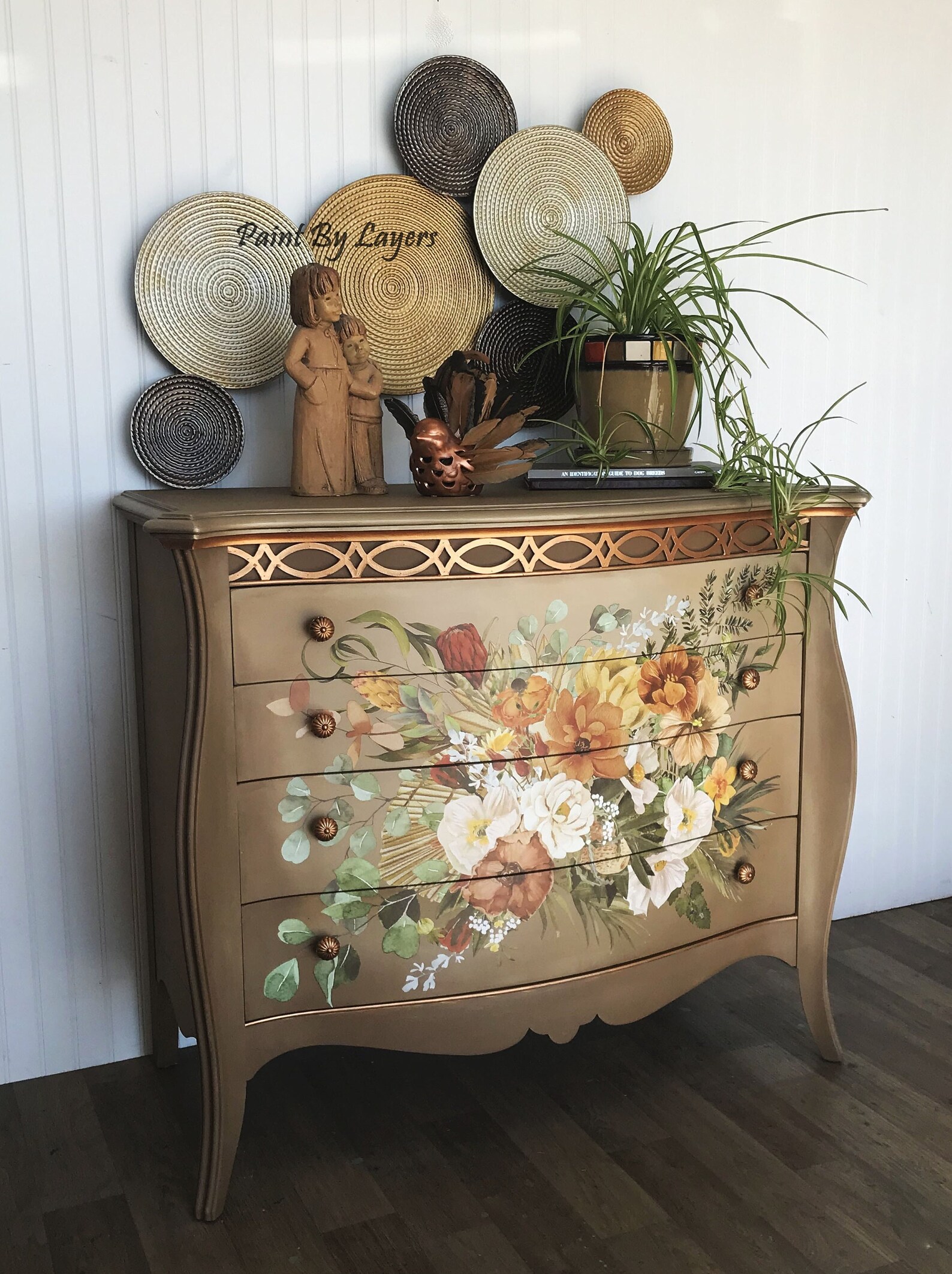 Brown and Beige Dresser/ Painted Bedroom 4 Drawer Dresser/ Etsy