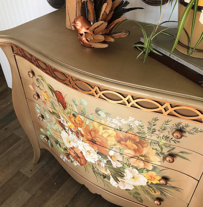 Brown and Beige Dresser/ Painted Bedroom 4 Drawer Dresser/ Etsy