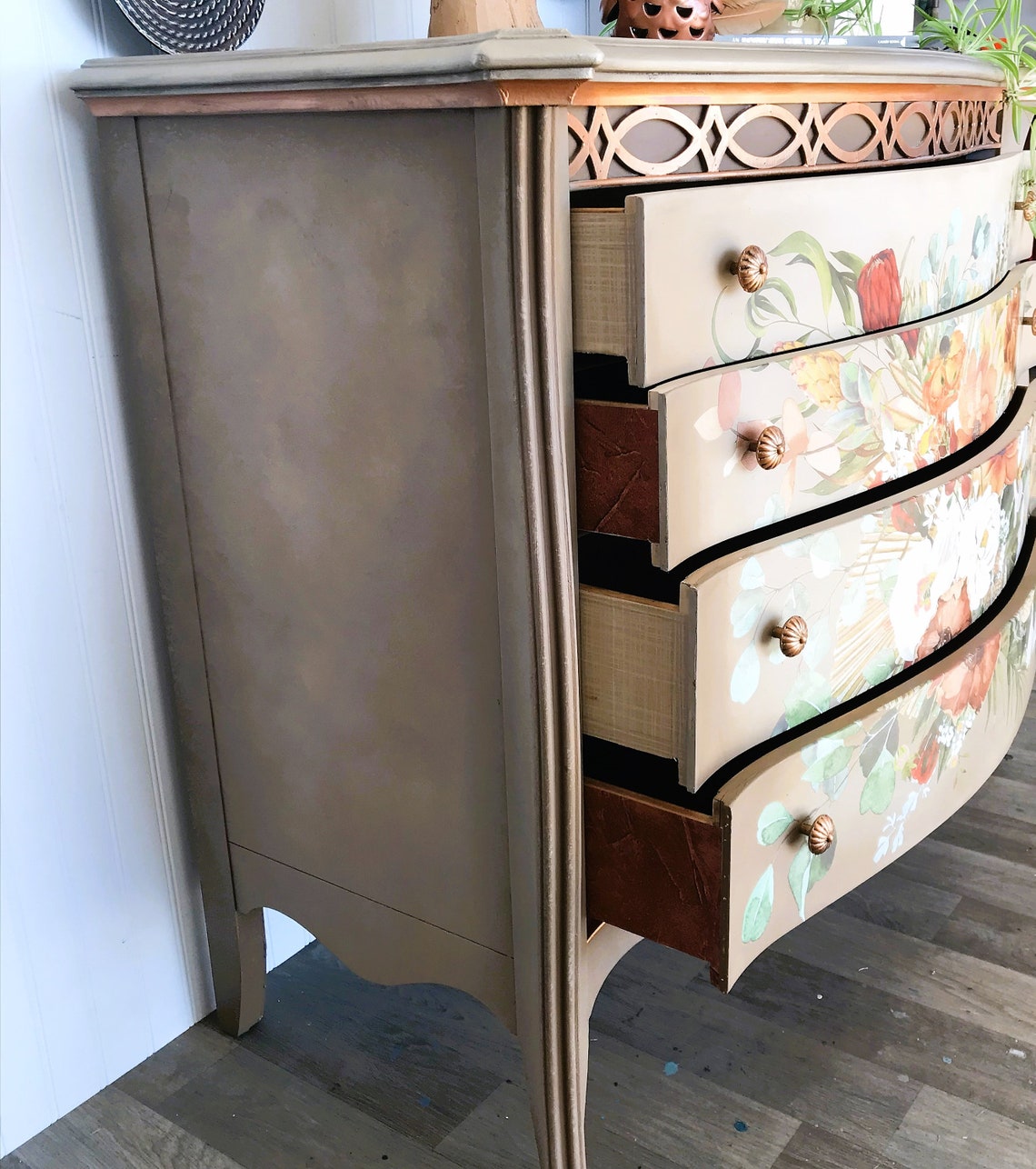 Brown and Beige Dresser/ Painted Bedroom 4 Drawer Dresser/ Etsy