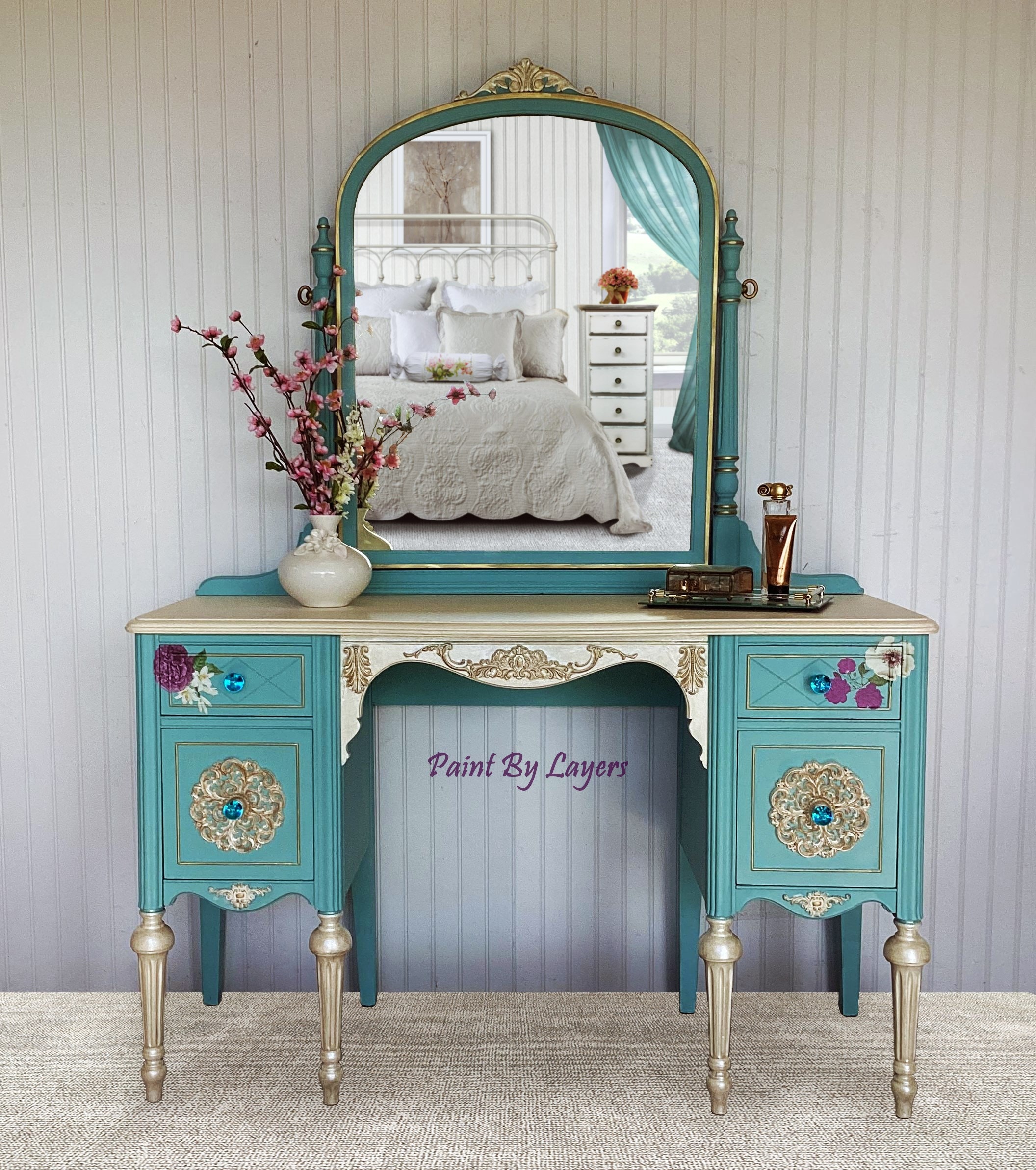 Turquoise makeup vanity deals