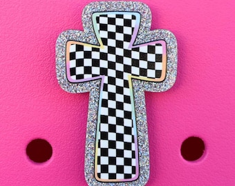 Checkered Cross Bogg Bag or Simply Southern Tote Charm Accessory