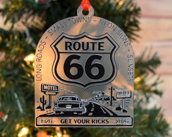 Route 66 Centennial Christmas Ornament | 1926-2026 100 Years Anniversary Gift | Road Trip Nostalgia Keepsake