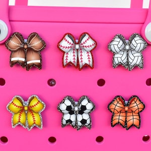 Coquette Sports Bows Bogg Bag or Simply Southern Tote Charm Accessory