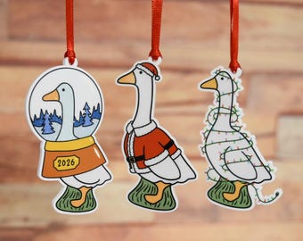 Set of 3 Porch Geese Christmas Ornament