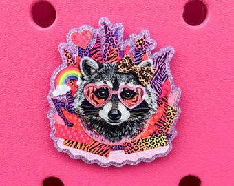 Preppy Raccoon Patchwork Quilt Bogg Bag or Simply Southern Tote Charm Accessory