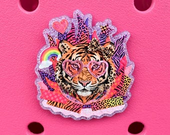 Preppy Tiger Patchwork Quilt Bogg Bag or Simply Southern Tote Charm Accessory