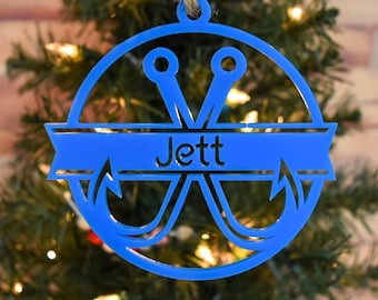 Personalized Fishhook Ornament | Fisherman Gift | Rustic Fish Ornament | Lake House Decor | Gift for Anglers