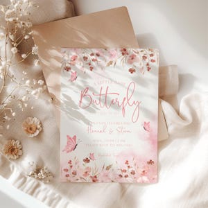 Editable Butterfly Baby Shower Invitation, Cottagecore Baby Announcement, Digital Template, Digital Download, Baby Garden Party, PB15