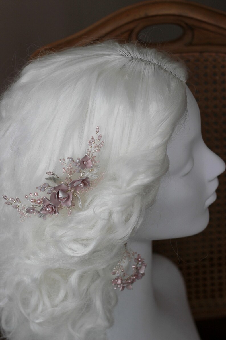 Pink and Silver Color Swarovski Pearl Hair Comb for Bride Etsy