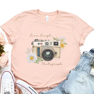 Floral Camera T-Shirt: Retro Photography Gift