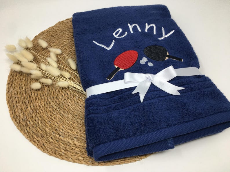 Guest towel / hand towel / bath towel 500 g/meter table tennis sport 04 name embroidery embroidery personalized tabletennis image 2