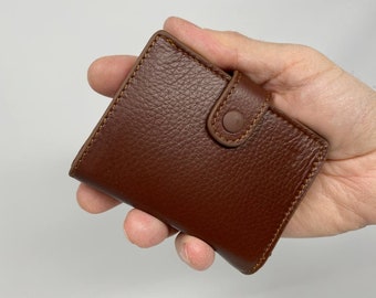 Hochwertiges Echt Leder Herren Portemonnaie mit Kreditkarten- pop up Slide - Qualitäts Rindsleder Männer Geldtasche Smart Wallet - Hellbraun