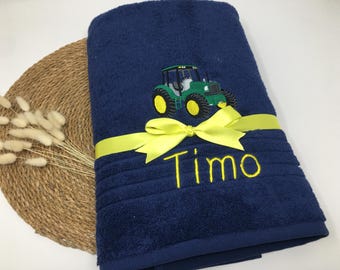 Hand towel / shower towel / guest towel / bath towel 500 g/meter tractor tractors name embroidered embroidery
