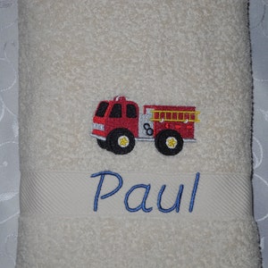 Gästetuch / Handtuch / Duschtuch 500 g/m Feuerwehr Auto Feuerwehrauto Fahr 04 Name Stickerei Bestickung Personalisiert Bild 6