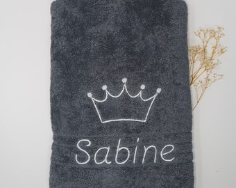 Handtuch Duschtuch Gästetuch 470/500 g/m Personalisiert Krone Name Bestickung Stickerei Towel individuell Crown König