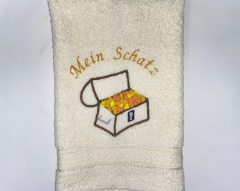 Towel Shower Towel Guest Towel Bath Towel 500 g/Meter Personalized Pirate 10 Pirates Pirate Treasure Treasure Chest Name Embroidery Embroidery