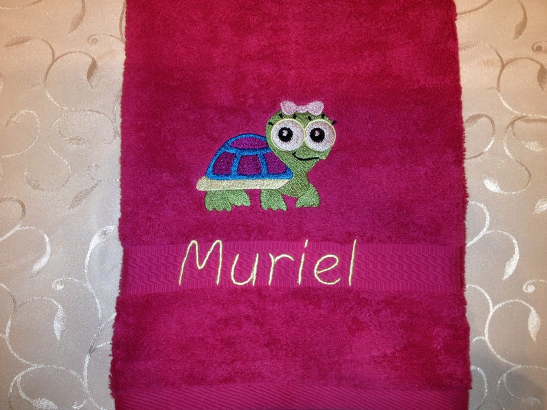 Guest towel/hand towel/shower towel 500 g/meter Turtle Turtle 02 Name Embroidery Personalized image 4