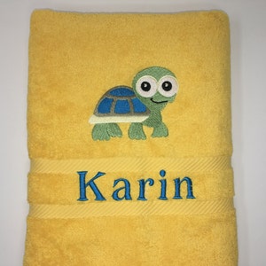 Guest towel/hand towel/shower towel 500 g/meter Turtle Turtle 02 Name Embroidery Personalized image 1