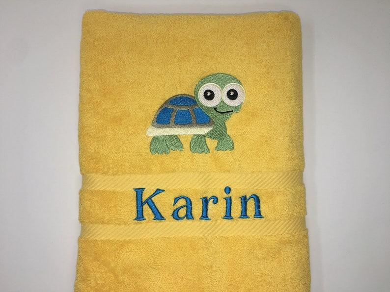 Guest towel/hand towel/shower towel 500 g/meter Turtle Turtle 02 Name Embroidery Personalized image 1