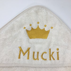 ORGANIC Towel Baby Hooded Towel Hooded Bath Towel Hooded Towel Shower Towel Personalized Princess Prince Crown Name Embroidery Embroidery