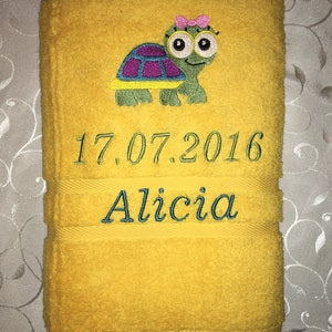 Guest towel/hand towel/shower towel 500 g/meter Turtle Turtle 02 Name Embroidery Personalized image 7