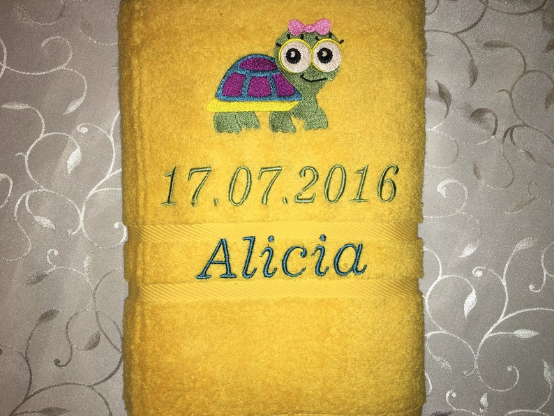 Guest towel/hand towel/shower towel 500 g/meter Turtle Turtle 02 Name Embroidery Personalized image 7