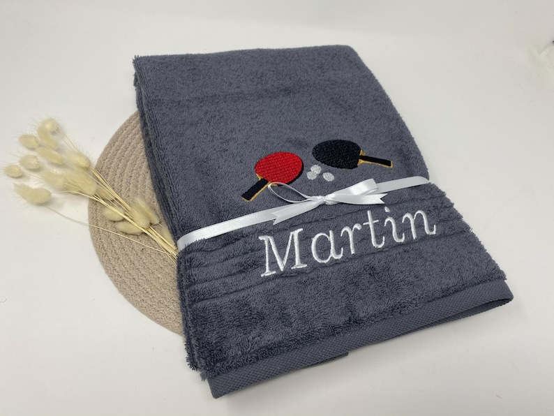 Guest towel / hand towel / bath towel 500 g/meter table tennis sport 04 name embroidery embroidery personalized tabletennis image 1