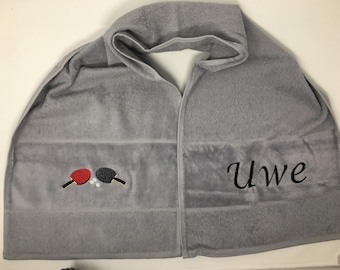 Personalized neck towel, 420 g/meter, Sport 07, Table Tennis, Table Tennis Racket, Name Embroidery, Fitness