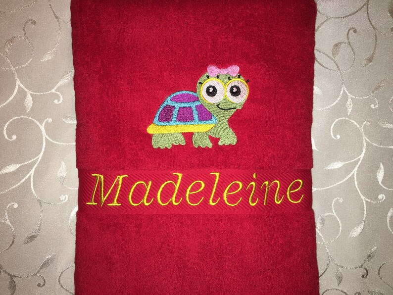 Guest towel/hand towel/shower towel 500 g/meter Turtle Turtle 02 Name Embroidery Personalized image 8