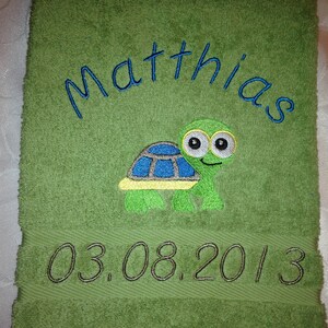 Guest towel/hand towel/shower towel 500 g/meter Turtle Turtle 02 Name Embroidery Personalized image 2