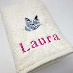 Towel / Bath Towel / Guest Towel / Bath Towel 470/500 g/meter Cat 01 Cats Kitten Name Embroidered Embroidery Embroidery Cat Towel