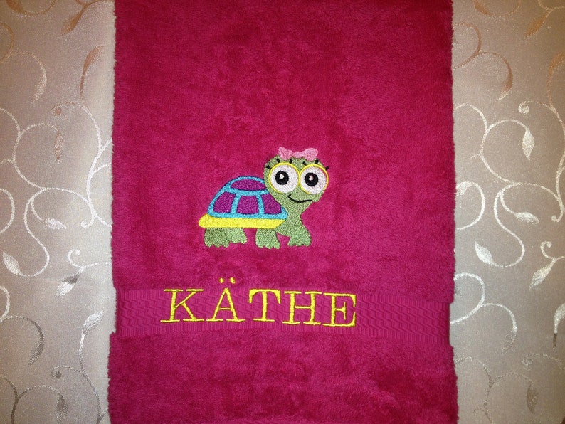 Guest towel/hand towel/shower towel 500 g/meter Turtle Turtle 02 Name Embroidery Personalized image 9