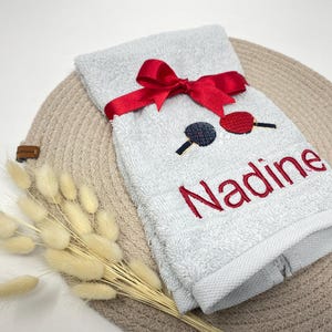 Guest towel / hand towel / bath towel 500 g/meter table tennis sport 04 name embroidery embroidery personalized tabletennis image 4