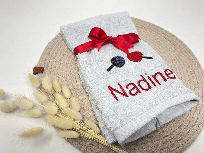 Guest towel / hand towel / bath towel 500 g/meter table tennis sport 04 name embroidery embroidery personalized tabletennis image 4