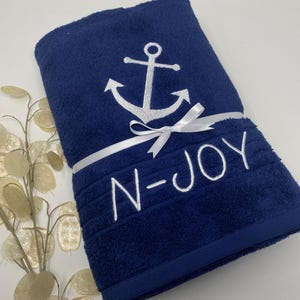 ANCHOR Towel Bath Towel Maritime Guest Towel 500 g/Meter Personalized Maritime Anchor Seafaring 04 Name Embroidery Embroidery Towel
