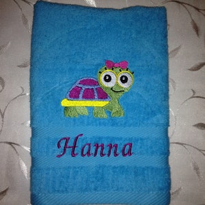 Guest towel/hand towel/shower towel 500 g/meter Turtle Turtle 02 Name Embroidery Personalized image 3