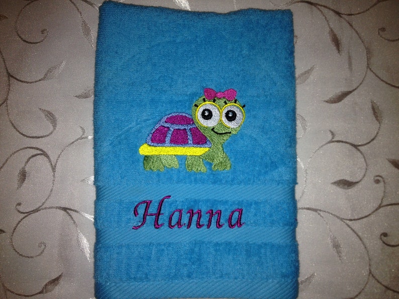 Guest towel/hand towel/shower towel 500 g/meter Turtle Turtle 02 Name Embroidery Personalized image 3