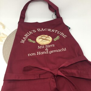 Personalisierte Schürze Taschen bestickt Backschürze Kochschürze, Küchenschürze, Apron Muttertag Geburtstag, Einweihung Namen Stickerei Brot