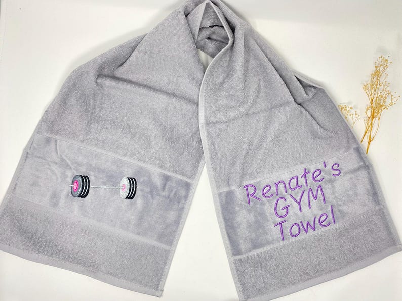 30 x 110 cm Sports Towel, Gym Towel, Neck Towel, 420 g/meter, Personalized, Sports, Dumbbells, Barbell, Weightlifting, Embroidery, Fitness image 3