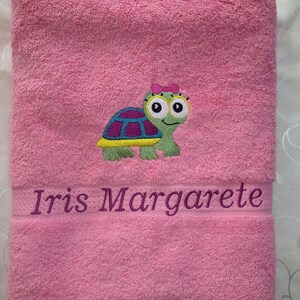 Guest towel/hand towel/shower towel 500 g/meter Turtle Turtle 02 Name Embroidery Personalized image 6