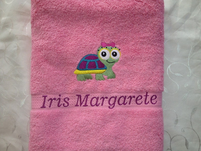 Guest towel/hand towel/shower towel 500 g/meter Turtle Turtle 02 Name Embroidery Personalized image 6