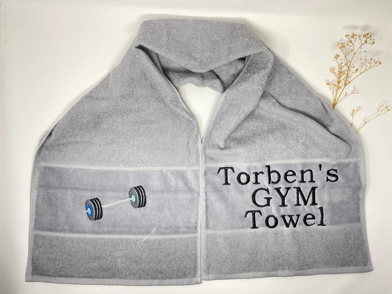 30 x 110 cm Sports Towel, Gym Towel, Neck Towel, 420 g/meter, Personalized, Sports, Dumbbells, Barbell, Weightlifting, Embroidery, Fitness image 12