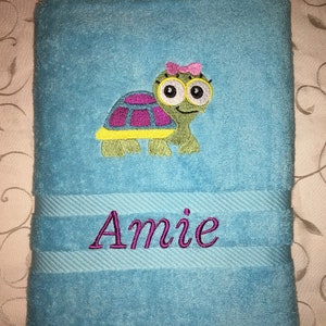 Guest towel/hand towel/shower towel 500 g/meter Turtle Turtle 02 Name Embroidery Personalized image 5