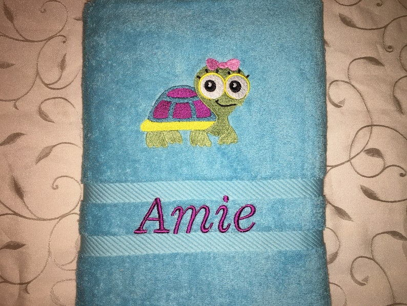 Guest towel/hand towel/shower towel 500 g/meter Turtle Turtle 02 Name Embroidery Personalized image 5