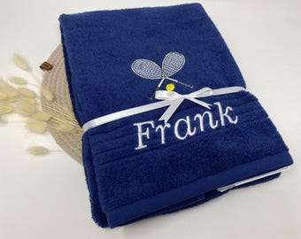 Handdoek Badhanddoek Gastendoek 500 g/meter Gepersonaliseerde Sport 08 Tennis Badminton Squash Tennisracket Naam Borduurwerk Borduurwerk Fitness