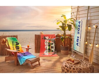 Abitur ABI 2024 Gift Shower Towel Bath Towel Sauna Towel Beach Towel 340 g/Meter Personalized Name Embroidery Fitness