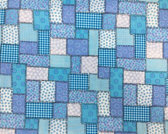 0.5 m Blue Turquoise Patchwork Fabrics Decorative Fabric Decorative Children's Fabric Children's Fabric 100% Cotton Cotton Fabric